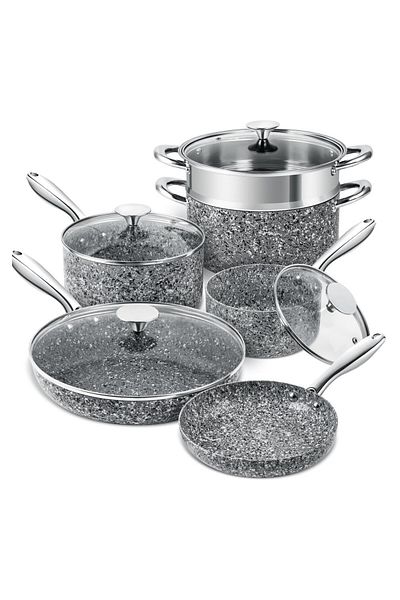 Michelangelo Grey Non-stick Induction Cookware Set, 10 Pieces