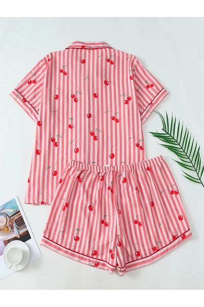 İthal Women's Tiril Fabric Shirt with Shorts Pajama Set