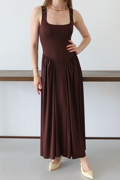 LOISY Rochie de damă cu guler pătrat cu bretele groase