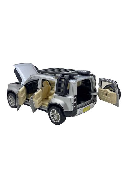 JPT Metal model replica Land Rover Defender silver 16cm sound and lights
