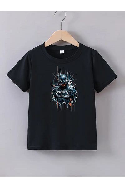 makiteks Βαμβακερό χτενισμένο βαμβακερό μπλουζάκι για κορίτσια για αγόρια Unisex εμπριμέ μπλουζάκι 5 6 7 8 9 10 11 12 13 14 ετών Batman02