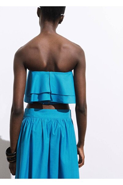 MANGO Woman Volanlı straplez bluz