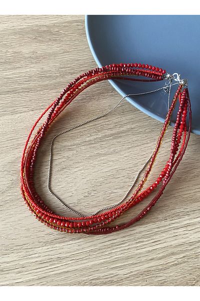 dela otantik Handmade Multi-Row Beaded Authentic Thick Necklace - Ethnic Bohemian Vintage Bijouterie Jewelry