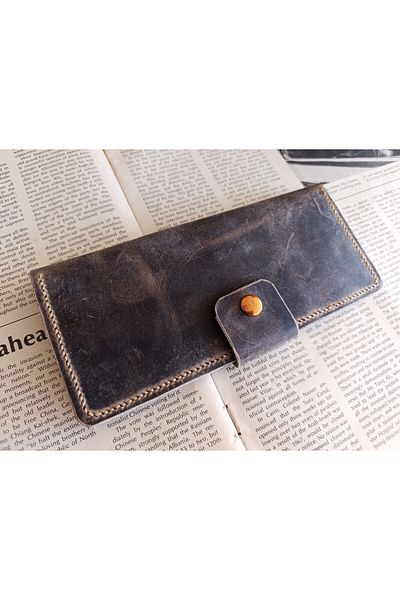 Mahfuz Fully Handmade Real Leather Wallet from Cutting to Sewing 12 Cards 2 Banknote Areas (19.4Cm*8.5Cm) Yp11
