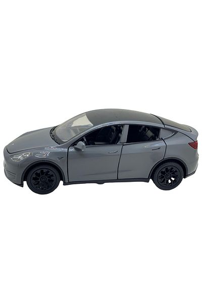 JPT Gray Tesla Model Y model car opens 4 doors, trunk and hood, lights and sounds