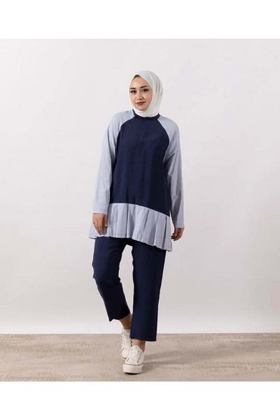 Rumella 25Y4282 Suit Tunic Trousers Sleeves Striped Lacquer