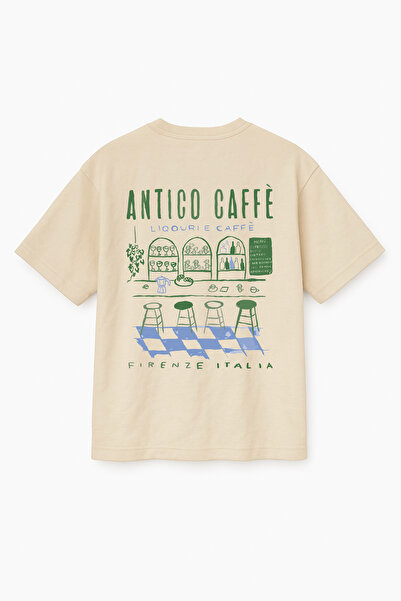 Altair Tr Beige Color Oversize Antico Caffe Cafe Printed Unisex T-Shirt T-Shirt