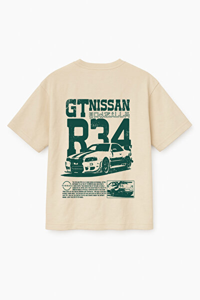 Altair Tr Beige Color Oversize Nissan Gtr34 Skyline Car Printed Unisex T-Shir...