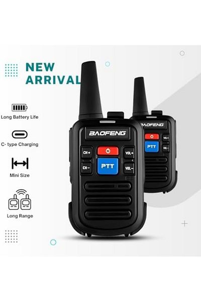 BAOFENG (PACK OF 2) Analog 5w Uhf Decoding Interphone 16-channel Type-c Handheld Two-way Mini Walkie Talkie