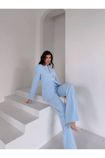 STMT BUTİK Women's Gold Button Detailed Blazer Jacket and Pants Suit – New Season