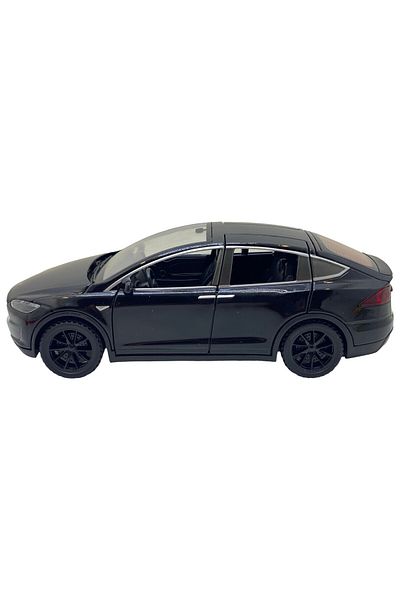 JPT Tesla Model X Metal Model with Open Doors with Sound and Light, 1:28 Scale, Black