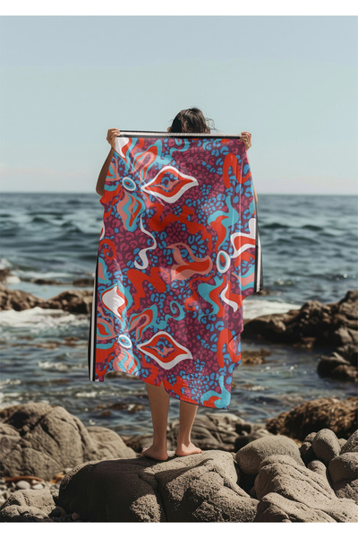 We Concept Kadın Plaj Pareo Renkli Modern Çiçek Leopar Desen Pure Soft Kumas ...