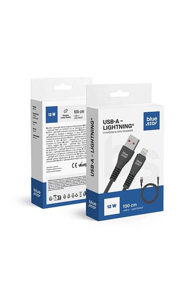 REDz Accessories Usb To Lightning Charging Cable 2a, 12w, Fast Charge, Bluestar Dc99i, 1m, Black