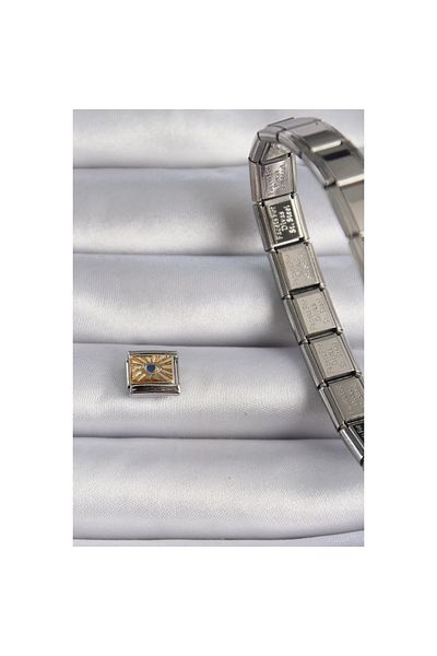 maarketim 316L Steel Silver Color Gold Eye Embroidered Nomination Charm