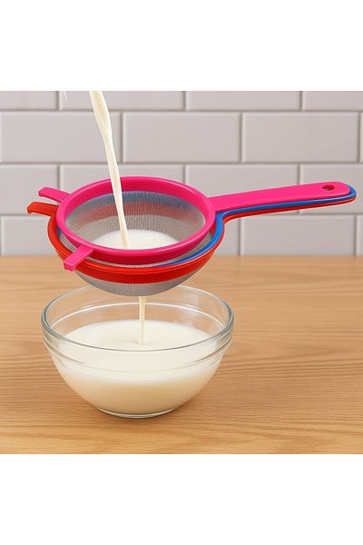 Doğuş Mutfak Plastic Milk Strainer 14-17-20 Cm Strainer Set of 3