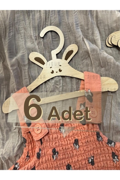 Genel Markalar Tiny Wonders 🧸 Ahşap Tavşan Figürlü Çocuk Askısı | 3mm MDF | 6 Adet