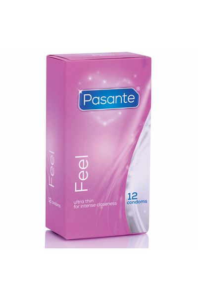 PASANTE Ultra Thin Condoms, Natural Sensitivity and Maximum Comfort, Pasante Feel, 12 Pieces