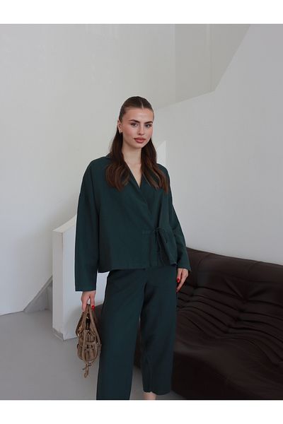 Ekim Store Raw Linen Side Tie Shirt Pants Set