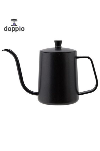DOPPİO DOPPIO 600ml Over Coffee Kettle, Drip V60 Pour Stainless Steel Gooseneck Spout Coffee Tea Pot Black