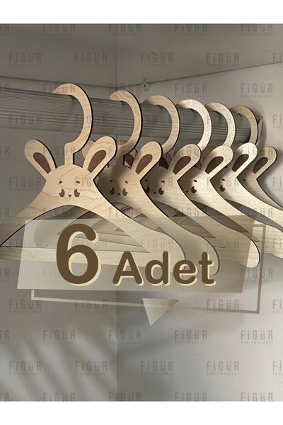 Genel Markalar Tiny Wonders 🧸 Ahşap Tavşan Figürlü Çocuk Askısı | 3mm MDF | 6 Adet