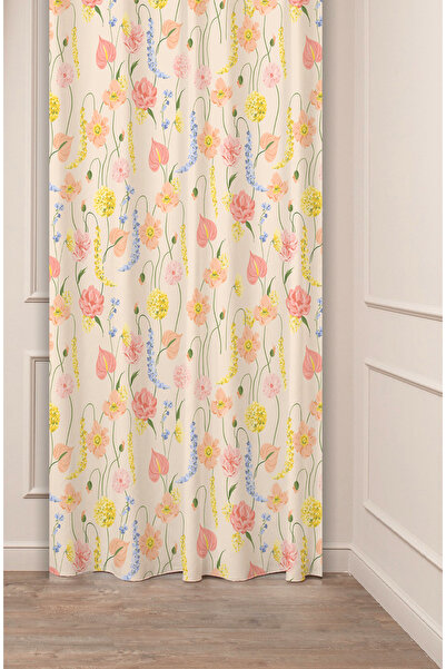 GREENDECOR Çiçekler Yaprak Papatya Pastel Bohem Özel Tasarım Dijital Baskılı ...