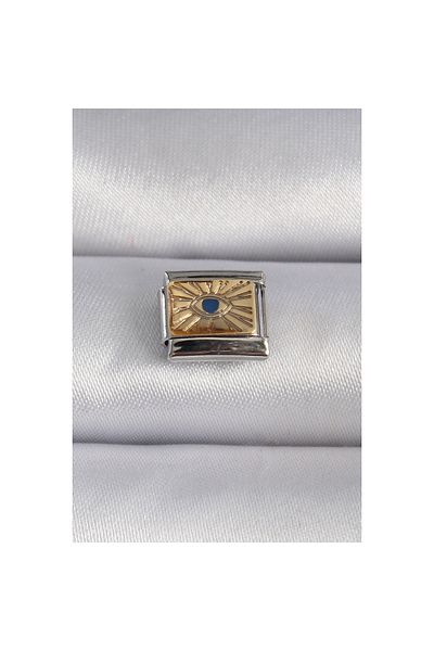maarketim 316L Steel Silver Color Gold Eye Embroidered Nomination Charm
