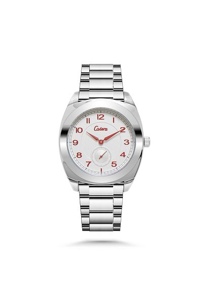 catera Men's steel watch with red numbers