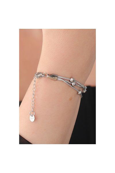 maarketim 316L Steel Silver Color Minimal Ball Figure Women's Bracelet