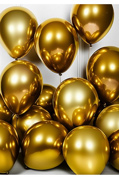 Baloncu Dede 10Pcs Metallic Gold Shiny Balloon Birthday Celebration Ornament and Material