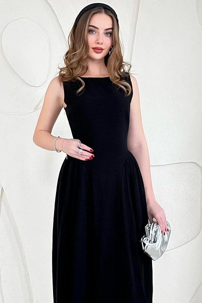 Elbee Fashion Woman Basic midi length linen dress