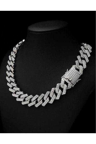 Çalıkaksesuar Prong Cuban Chain Silver Necklace