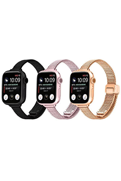 REDz Accessories Λουράκι Milanese Luxury για Apple Watch, Μεταλλικό Ύφασμα, Μαγνητικό, Μαύρο - 38/40/41 mm