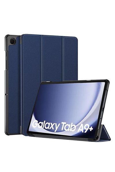 REDz Accessories Husă de protecție rezistentă la șocuri pentru Samsung Galaxy Tab A9 Plus, aspect piele, pliabilă, albastru marin