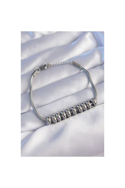 maarketim 316L Steel Silver Color Oval Figured Bracelet