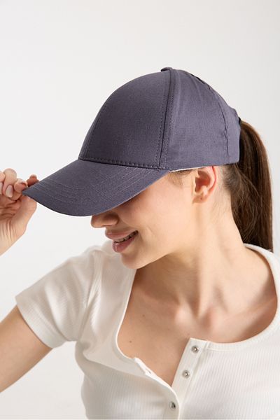 Moda Days Women's Gray Basic Adjustable Baseball Cap with Velcro Back