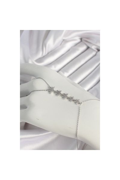 maarketim Brass Silver Color Zircon Stone Star Model Women's Şahmeran