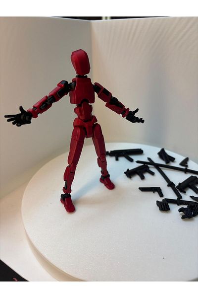 D&B Dummy 13 Movable Figure Toy with All Joints (Red) + Weapons