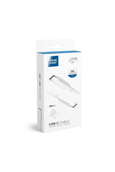REDz Accessories Fast Charging Cable Type-c To Type-c, Pd, 3a, Bluestar, 1.2 M, White