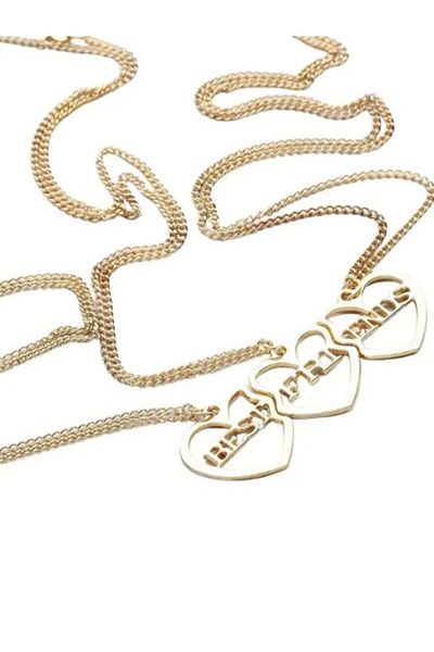 SYGGY Set of 3 BFF chains, best friends, gold, 45 cm