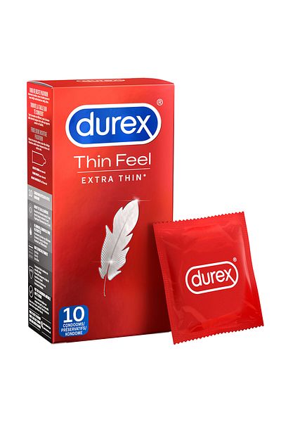 Durex Durex Thin Feel Extra Thin Condoms, Extra Sensitivity and Maximum Protection, 10 Pieces