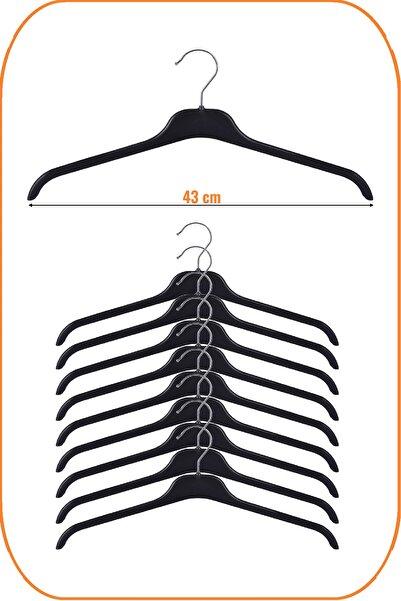EZMK EV GEREÇLERİ Plastik Üst Giyim Askısı, Gömlek Askısı, Tişört Askısı, Bluz Askısı, Tunik Askısı, Siyah, 10 Adet