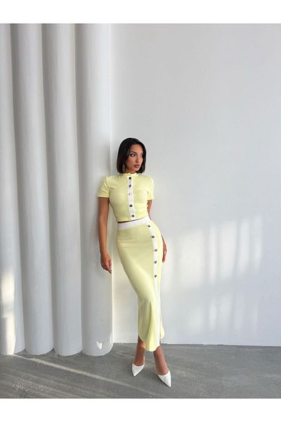 fhk atelier Women's Button Detailed Skirt Suit