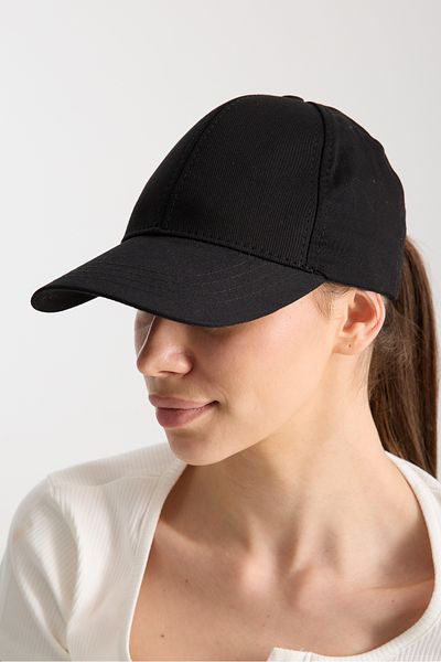 Moda Days Women's Black Basic Adjustable Baseball Cap with Velcro Back