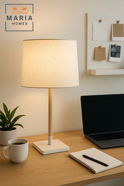 MARIA HOMES Minimalist Wooden Table Lamp for Bedroom, Study, or Office Decor – Warm Light