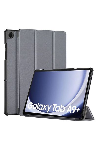 REDz Accessories Shockproof Protective Case For Samsung Galaxy Tab A9 Plus, Leather Look, Foldable, Gray