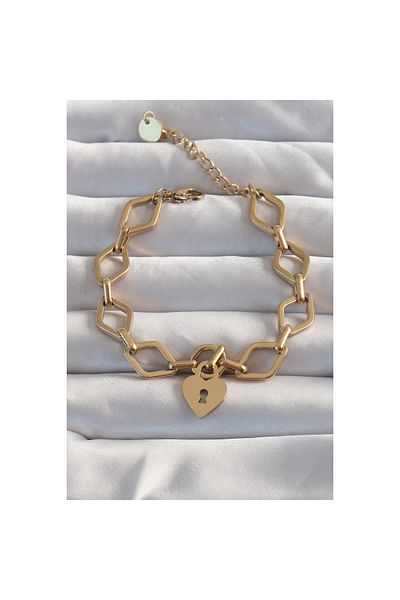maarketim 316L Steel Gold Color Heart Model Chain Bracelet