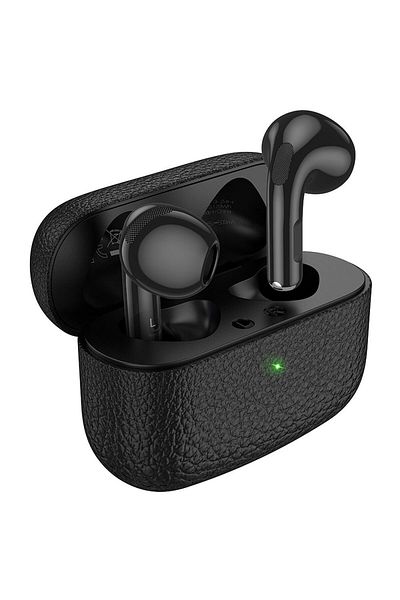 REDz Accessories Căști wireless Hoco TWS EQ15, Bluetooth 5.4, model din piele, ușoare, negre