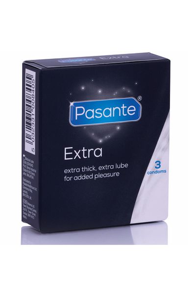 PASANTE Extra Thick and Extra Lubricated Condoms, Safety and Comfort, Extra Thick, 3 Pieces