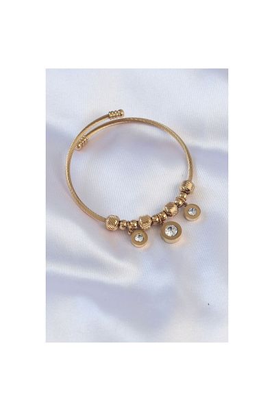 maarketim 316L Steel Gold Color Zircon Stone Model Charm Bracelet