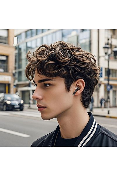 REDz Accessories Căști wireless Hoco TWS EQ15, Bluetooth 5.4, model din piele, ușoare, negre